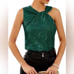 NWT Green Sequin Top